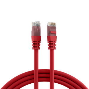 Patch cable, RJ45 plug, straight to RJ45 plug, straight, Cat 5e, U/UTP, PVC, 15 m, red