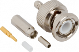 BNC plug 50 Ω, RG-174, RG-188, RG-316, LMR-100A, Belden 7805A, RG-174LL, crimp connection, straight, 031-315