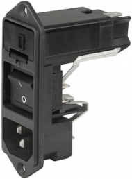 Plug C14, 3 pole, screw mounting, plug-in connection, black, KD14.4101.151