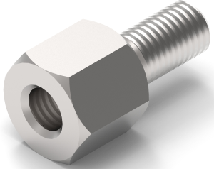 Hexagon spacer bolt, External/Internal Thread, M2.5/M2.5, 15 mm, brass