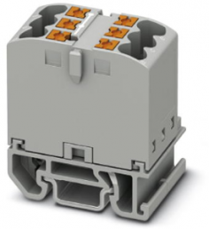 Distribution block, push-in connection, 0.14-4.0 mm², 6 pole, 24 A, 8 kV, gray, 3274100