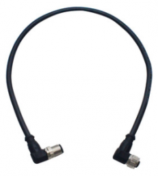 Sensor actuator cable, M12-cable plug, angled to M12-cable socket, angled, 12 pole, 0.5 m, PUR, black, 21348687C78005