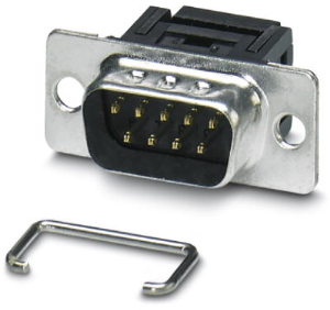 D-Sub plug, 9 pole, standard, equipped, angled, crimp connection, 1688816