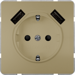 German schuko-style socket outlet with USB charger, gold, 16 A/250 V, Germany, IP20, 5UB1870-0MG01