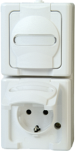 Surface mount german schuko-style socket, white, 16 A/250 V, Germany, 131402009