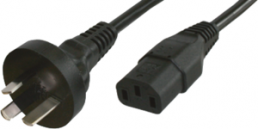 Device connection line, Australia, plug type I, straight on C13 jack, straight, H05VV-F3G1.0mm², black, 2.5 m