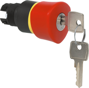 Emergency stop, key unlocking, mounting Ø  22.3 mm, unlit, L22GR01