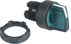 Selector switch, illuminable, latching, waistband round, black, front ring black, 2 x 90°, mounting Ø 22 mm, ZB5AK1233