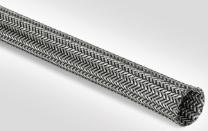 Metal braided sleeve, inner Ø 14 mm, range 12-18 mm, black/silver, halogen free, -40 to 150 °C