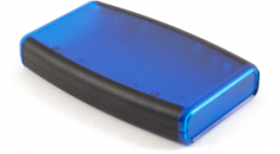 ABS handheld enclosure, (L x W x H) 147 x 89 x 25 mm, blue/transparent, IP54, 1553DTBUBKBAT