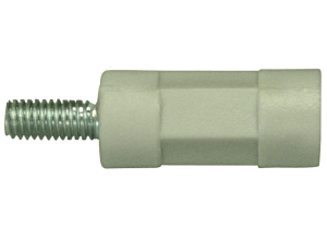 Round / hexagonal spacer bolt, External/Internal Thread, M4/M4, 20 mm, Polystyrene
