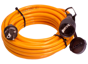 Extension line, Europe, Plug Type E + F, straight on Connector Type E + F, straight, H07BQ-F3G1.5mm², orange, 5 m