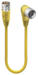 Sensor actuator cable, M23-cable plug, straight to M23-cable socket, angled, 19 pole, 12 m, TPE, yellow, 16917