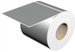 Polyester Label, (L x W) 90 x 100 mm, silver, Roll with 500 pcs