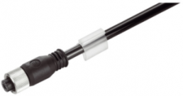 System cable, M12 socket, straight to open end, Cat 5, SF/UTP, Radox GKW S, 3 m, black