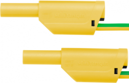 Measuring lead with (4 mm plug, spring-loaded, straight) to (4 mm plug, spring-loaded, straight), 2 m, green/yellow, PVC, 1.0 mm², CAT II