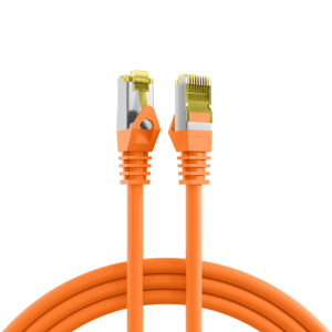 Patch cable, RJ45 plug, straight to RJ45 plug, straight, Cat 6A, S/FTP, LSZH, 5 m, orange