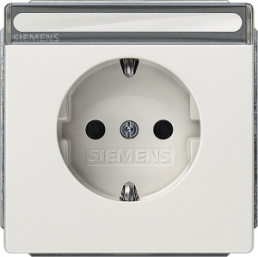 German schuko-style socket outlet with label field, white, 16 A/250 V, Germany, IP20, 5UB1857