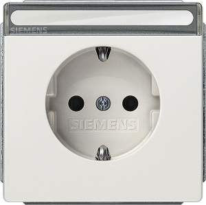 German schuko-style socket outlet with label field, silver, 16 A/250 V, Germany, IP20, 5UB1857-1