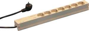Socket Strip, SCHUKO, 7 Sockets, 19", With MainsSuppression Filter
