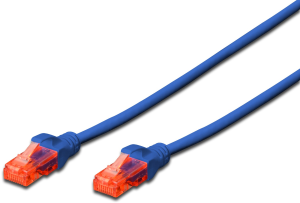 Patch cable, RJ45 plug, straight to RJ45 plug, straight, Cat 6, U/UTP, LSZH, 3 m, blue