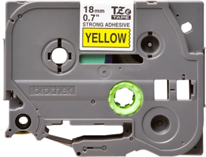 Labelling tape cartridge, 18 mm, tape yellow, font black, 8 m, TZE-S641