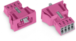 Socket, 4 pole, snap-in, push-in, 0.25-1.5 mm², pink, 890-784