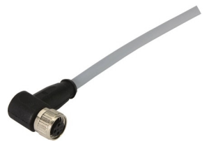Sensor actuator cable, M8-cable socket, angled to open end, 3 pole, 1 m, PVC, gray, 21348300380010