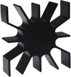 LED heatsink, 15 x 51 x 51.5 mm, 2.2 to 0.95 K/W, black anodized