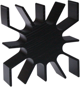 LED heatsink, 51 x 51.5 x 20 mm, 2.2 to 0.95 K/W, black anodized