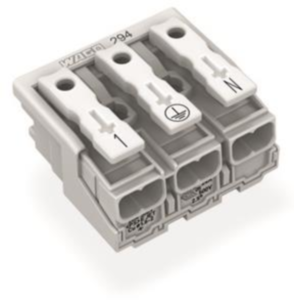 Mains connection terminal, 3 pole, 0.5-2.5 mm², clamping points: 15, white, push-in wire connection, 24 A
