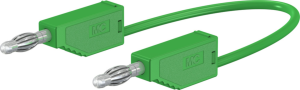 Measuring lead with (4 mm plug, spring-loaded, straight) to (4 mm plug, spring-loaded, straight), 1 m, green, PVC, 1.0 mm², CAT O