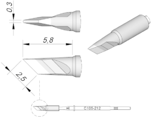 Soldering tip, Blade shape, Ø 0.3 mm, C105212
