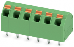 PCB terminal, 6 pole, pitch 5.08 mm, AWG 24-16, 9 A, spring-clamp connection, green, 1751202