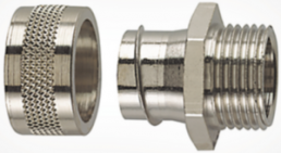 Straight hose fitting, M12, 10 mm, brass, nickel-plated, IP54, metal, (L) 21 mm