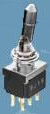 Toggle switch, metal, 2 pole, latching, On-On, 6 A/250 VAC, silver-plated, 3-6437630-9