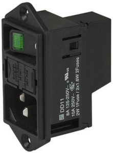 Plug C14, 3 pole, screw mounting, plug-in connection, black, DD11.0114.1111