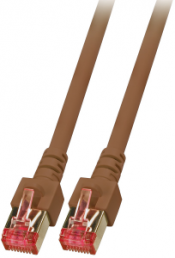 Patch cable, RJ45 plug, straight to RJ45 plug, straight, Cat 6, S/FTP, LSZH, 1 m, brown