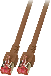 Patch cable, RJ45 plug, straight to RJ45 plug, straight, Cat 6, S/FTP, LSZH, 0.25 m, brown