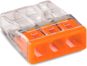Connection clamp, 3 pole, 0.5-2.5 mm², clamping points: 3, orange/transparent, cage clamp, 24 A