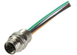Sensor actuator cable, M12-flange socket, straight to open end, 4 pole, 0.3 m, 12 A, 21033962401