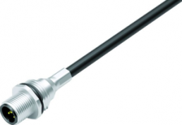 Sensor actuator cable, M12-flange plug, straight to open end, 5 pole, 0.5 m, PUR, black, 4 A, 70 3441 785 05