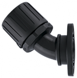 45° hose fitting, 12 mm, polyamide, IP66, black, (L) 56 mm