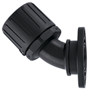 45° hose fitting, 29 mm, polyamide, IP66, black, (L) 84 mm