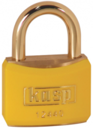 Padlock, keyed alike, shackle (H) 21 mm, yellow, brass, (B) 40 mm, K12440YELA1