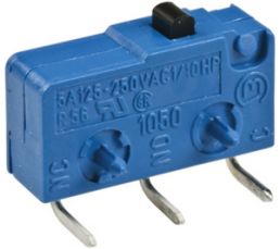 Subminiature snap-action switch, On-On, PCB connection, pin plunger, 1.5 N, 5 A/250 VAC, IP40