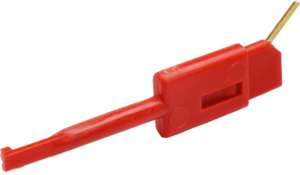 Miniature clamp test probe, red, max. 1 mm, L 35 mm, CAT O, pin 0.64 mm, KLEPS 064 PCH RT