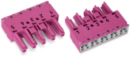Socket, 5 pole, spring-clamp connection, 0.5-4.0 mm², pink, 770-285