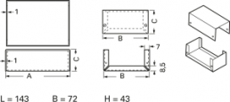 Die-cast aluminum enclosure, (L x W x H) 143 x 72 x 43 mm, gray, IP40, 4/B.1