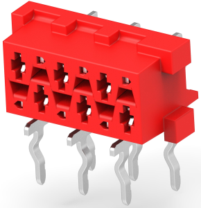 Socket header, 6 pole, pitch 1.27 mm, angled, red, 215460-6